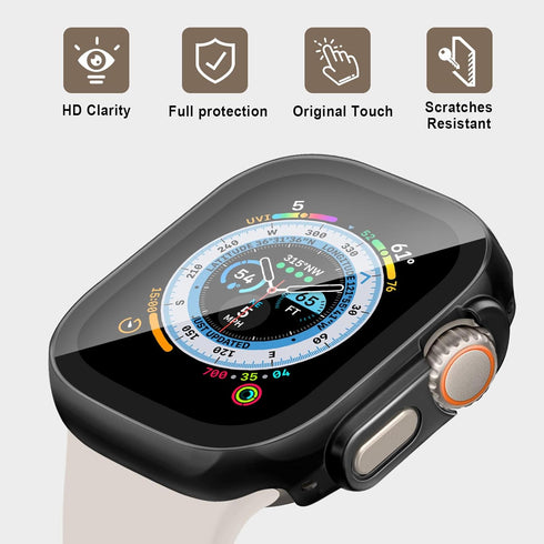 for Apple Watch Case 49mm,Hard Case with Tempered Glass Screen Protector,Watch Cover for Apple Watch ultra/ultra 2 Screen Protector,Ultra-Thin Dur...