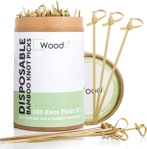 Bamboo Skewers for Appetizers 6" 100 Pcs - Wooden Cocktail Picks - Fancy Toothpicks for Parties...