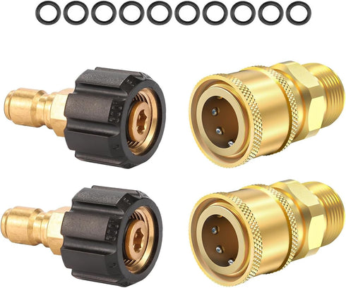 Pressure Washer Quick Connect Kit, Metric M22 14mm Swivel to 3/8'' Quick Connect, With 10 Washers for Home,Garden, Vehicles Cleaning Quick Connect...