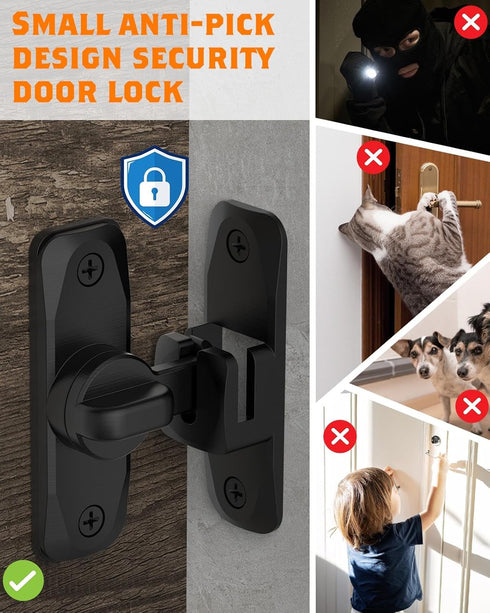 90/180 Degree Barn Door Lock, Small Flip Gate Latches Hardware, Door Security Sliding Door Latch Lock fo Cabinets, Barn Door, Bathroom, Gardenr Do...