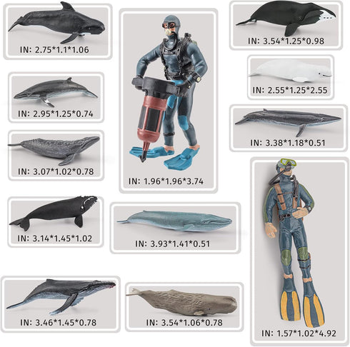 Ocean Sea Marine Animal Figure Toys Playsets 12 PCS Diver Whale Model Toy Desktop Decoration Collection Party Favors Toys for Boys Girls Kids...