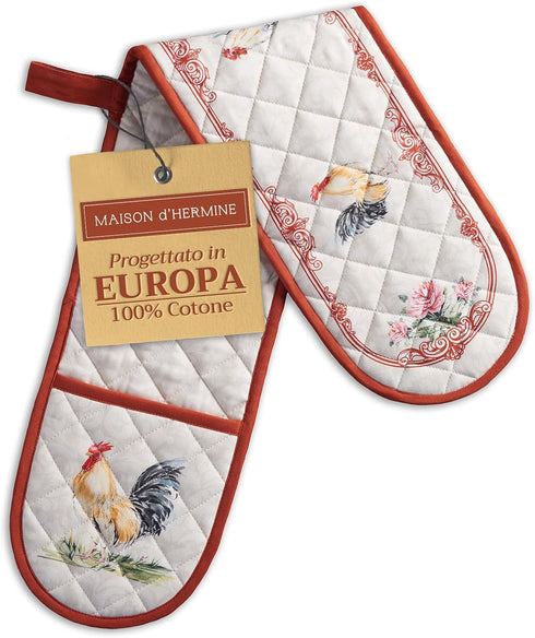 Maison d' Hermine Double Oven Mitts 100% Cotton 7"x35" Double Oven Mitt Heat Resistant BBQ Cooking Gloves with Loop, Baking, Grilling, Home, Kitch...