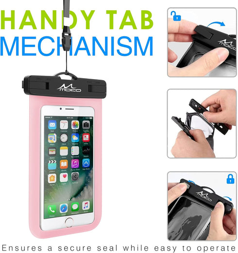 MoKo Waterproof Phone Pouch Holder, Underwater Cellphone Case Dry Bag with Lanyard Armband Compatible with iPhone 14 13 12 11 Pro Max X/Xr/Xs Max/...