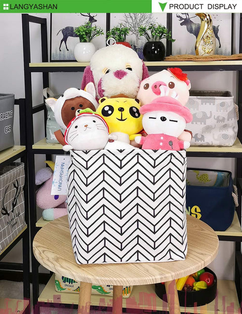 LANGYASHAN Square Storage Baskets Waterproof Canvas Children Laundry Nursery Hamper for Shelves Gift Baskets Toy Organizer Room Decor (Geometric)...