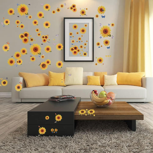 135 Pcs Sunflower Wall Sticker, Removable 3D Waterproof Decor for Kids, Mother's Day, Bathroom, Kitchen - Decorative Decals...