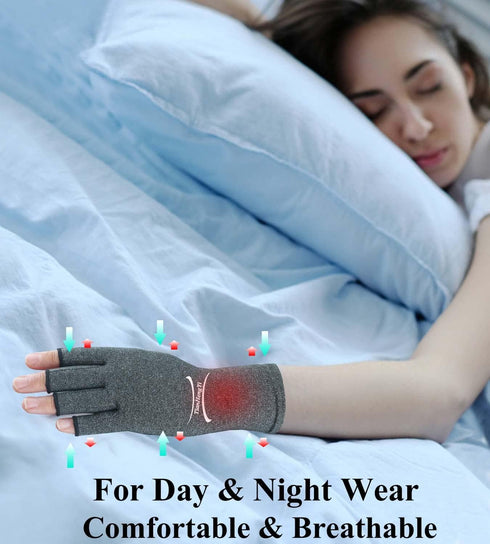 2 Pairs Arthritis Gloves for Pain Relief, Compression Gloves for Arthritis, Carpal Tunnel, Osteoarthritis, Joint, Typing, Driving, Fingerless Hand...