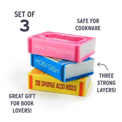 Genuine Fred Neat and Novel, Book Kitchen Sponges, Set of 3...