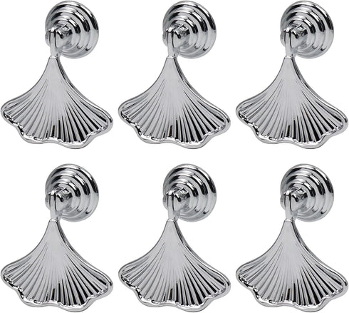 Antrader Ginkgo Leaf Shape Knob Handles,6Pcs Bright Silver Drop Pendant Pull Handle, Zinc Alloy Drawer Handle,Single Hole Cabinet Furniture Pulls...