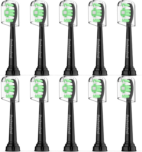 Toothbrush Replacement Heads for Philips Sonicare DiamondClean ProtectiveClean 4100 5100 6100 C2 G2 Electric Toothbrush Brush Heads Black, 10 Pack...