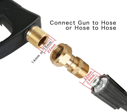 Sooprinse Pressure Washer Swivel Joint, Kink Free Gun to Hose Fitting, Anti Twist Metric M22 14mm Connection, 3000 PSI...