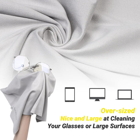 4 Pack Oversized 16" x 16" Large Microfiber Glasses and Screen Cleaner Cloth,Safe for Electronic Device Screens, Eyeglasses & Delicate Surfaces...