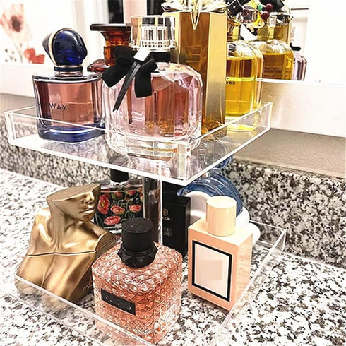 YAGELI Perfume Organizer Display Tray Acrylic Handmade Large Vanity Trays Makeup Storage Holder Bathroom Organizer Countertop for Table Cabinet Ki...