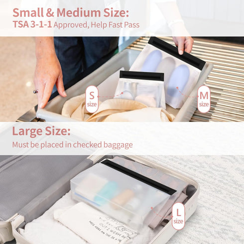 PACKISM Leak Proof Clear Travel Pouch - Sealed TSA Approved Toiletry Bag, BPA-free Reusable, Semi-Transparent Clear Cosmetic Bag with Flat Bottom,...
