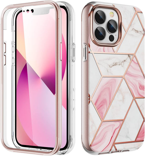 Asuwish Phone Case for iPhone 13 Pro 6.1 inch with Screen Protector Cover Hybrid Luxury Cute Marble Shockproof Full Body Hard Heavy Duty Slim Cell...