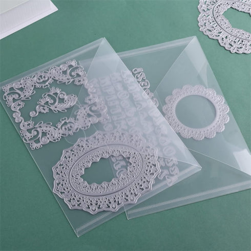 20 Pcs Large 10"X7" Stamp & Die Storage Pockets Resealable Clear Plastic Seal Bags Storagefor Cutting Dies Stencil Album Stamp Crafts for DIY Scra...