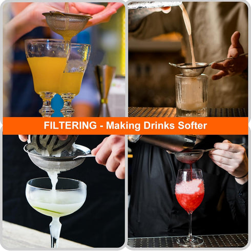 Fine Mesh Strainers Set of 2, Colanders & Sifters with Sturdy Handle for Kitchen, Premium Stainless Steel, Small Mesh Strainer for Flour Sifter, J...