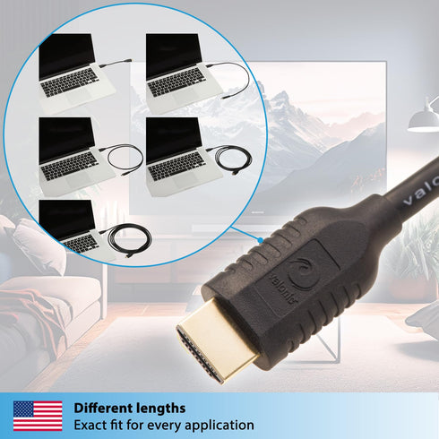 valonic HDMI Cable - 6.5 ft, 4k, Full HD, ARC, high Speed, Ultra HD, ethernet - for TV, PS4, Xbox, 30 AWG, Black...
