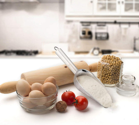 Ice Scoop, E-far Stainless Steel Kitchen Utility Scoop Set, Ideal for Ice Cube/Coffee Bean/Food/Candy/Flour/Popcorn, Set of 3 (5-8-12 Ounce)...