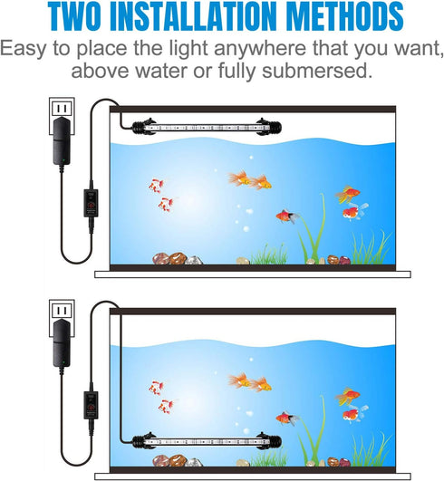 iKefe 7.5" White & Blue Submersible LED Aquarium Fish Tank Light with Timer/Dimmable Underwater Fish Tank Aquarium LED Lights Fixture for Saltwate...