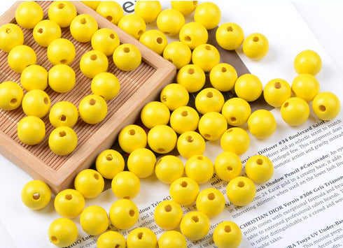 AD Beads Large Hole Wood Spacer Wooden Jewelry Making Bracelet Necklace Chandelier, Large Wooden Rosary Beads Craft Beads (16mm 100pcs, Yellow)...