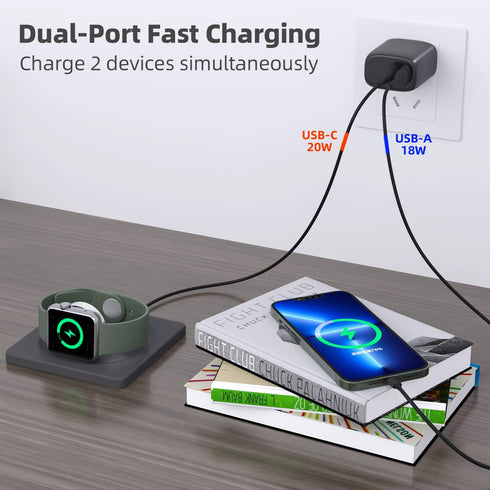 USB C Wall Charger Block - 20W Power Adapter, USBC iPhone Charger Fast Charging Blocks Compatible with Phone 15/15 Pro Max/15 Plus/14/13/12/11, XS...