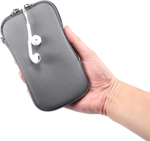 Neoprene Shock Absorbing Proof Pouch Large Cell Phone Sleeve Case Cover w Zipper/Neck Strap for Samsung Galaxy Note 20 Ultra 5G, Note 10+,S20 Plus...