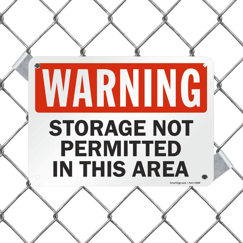 SmartSign "Warning - Storage Not Permitted In This Area" Sign | 7" x 10" Plastic...