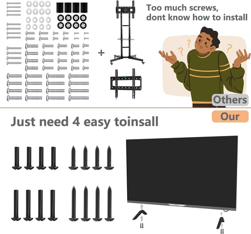 Universal TV Mounting Hardware Kit Set?M4 Replacement TV Mounting Screws, Screw Package Includes Round Head Machine Screw, Round Head self-Tapping...