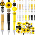24 Pcs Plastic Beadable Pens Bead Pens Leopard Print Sun Flower Silicone Beads Pens 50 Spacer Beads DIY Black Ink Ballpoint Pen for Women Kids Off...