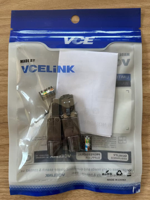 VCELINK RJ45 Connectors Tool Free Cat 8, Shielded RJ45 Modular Plugs 40 Gbps 2000MHz PoE++, Reusable Easy CAT 8 Termination for 23 AWG-22 AWG LAN ...