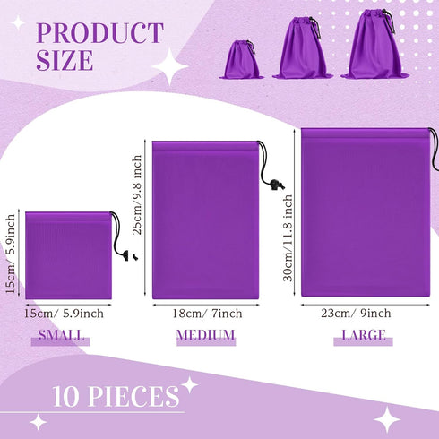 Toy Storage Bag Adult Microfiber Drawstring Bags Adjustable Small Cloth Pouch Foldable Ditty Bag for Game Toy Cosmetic Glass (Purple,Mixed Sizes)...