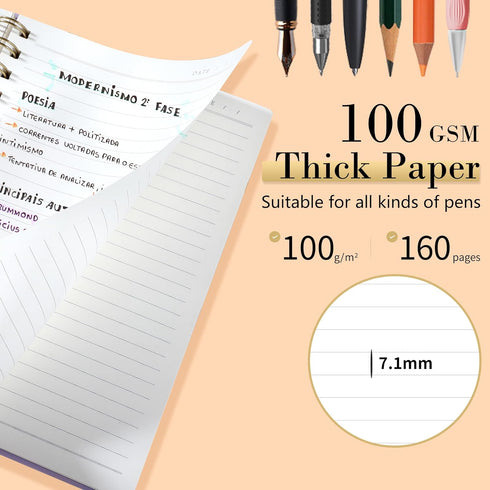 Yoment Spiral Notebook College Ruled A5 Spiral Bound Journal 160 Pages Thick Paper Plastic Hardcover Spiral Notebook 5x7 Wire Bound Notebooks for ...