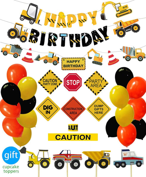 Construction Birthday Party Supplies Dump Truck Party Decorations Kits Set for Kids Birthday Party 51 pack...