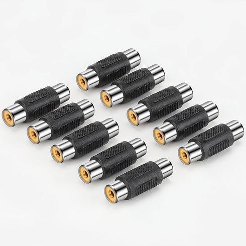 RCA Female to Female Coupler, 3 Pack Audio Video RCA Adapter Connector Gold Plated RCA Jack to Jack Converter RCA Cables Extender for Speaker, Amp...