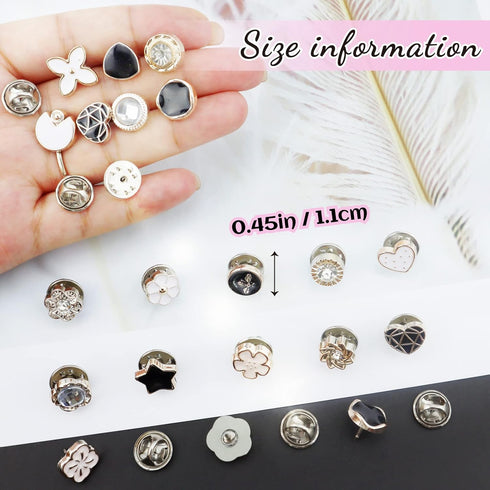 Women Shirt Brooch Buttons, LEEFONE 30 PCS Mini Cover up Button Pins, Cute Enamel Lapel Pin Set, Cardigan Collar Safety Brooch Buttons for Women C...