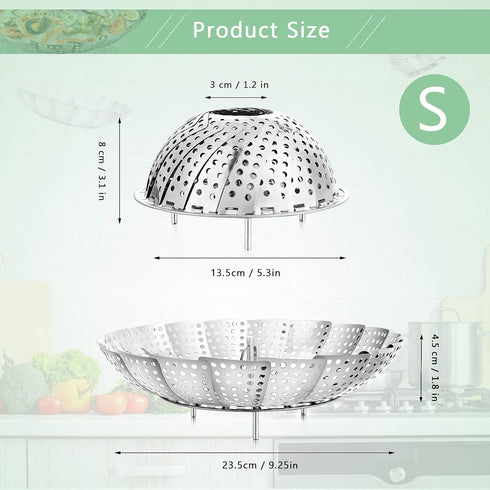 Buylorco Stainless Steel Folding Vegetable Steamer Insert for Veggie & Seafood Cooking (fits pots 5" to 9")...