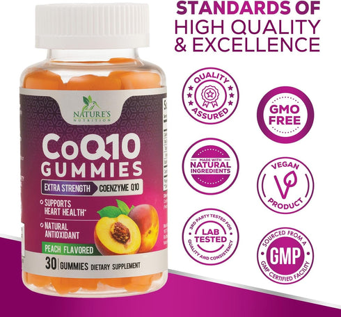 CoQ10 100mg Gummies - Coenzyme Q10 Supplement, CoQ10 Gummies Antioxidant for Heart Health Support & Energy Production, High Absorption Coenzyme Q1...