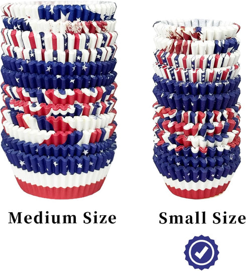 qiqee Independence Day Cupcake Liners Muffin Liners for Independence Day 300-Count 6 Original Design No Smell, Food Grade Baking Cups Paper(Small ...