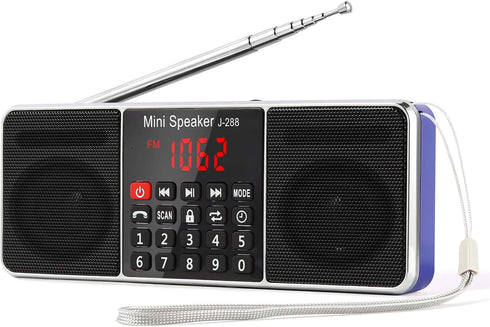 PRUNUS J-288 Portable Radio AM FM Radio with Bluetooth Speaker, Sleep Timer, Power-Saving Display, Ultra-Long Antenna, AUX Input & USB Disk & TF C...