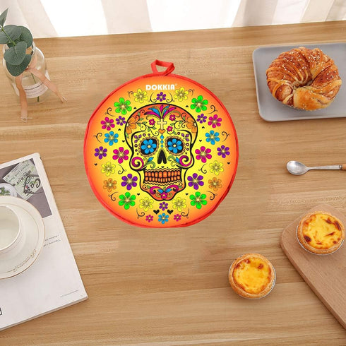 Tortilla Warmer Taco 12 Inch Insulated Pouch Cloth - Microwave Use Fabric Bag to Keep Food Warm for up to One Hour (Sugar Skull Fiesta Floral Day ...