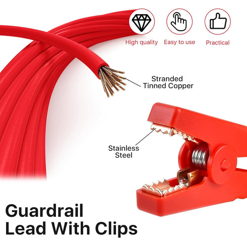 6 Pcs Electric Fence Wire Connect,3 Ft Electric Fence Charger Solar Fence Charger Fence Lead Copper Wire with Alligator Clip (Black+Red)...