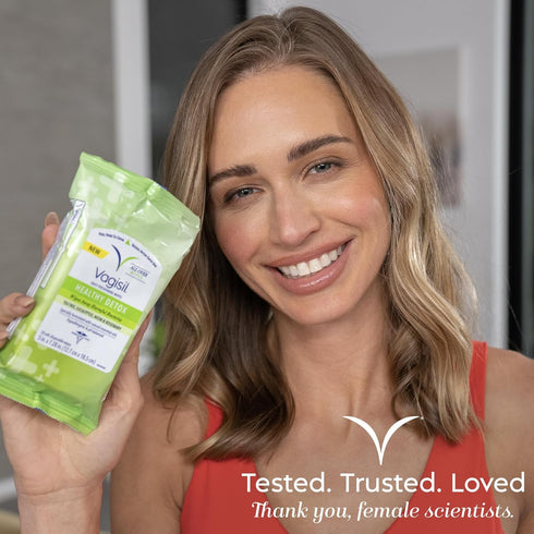 Vagisil Wipes for All Over Cleaning, Health Detox, Formulated with Essential Oils, 20 Wipes in a Re-Sealable Pouch (Pack of 3)...