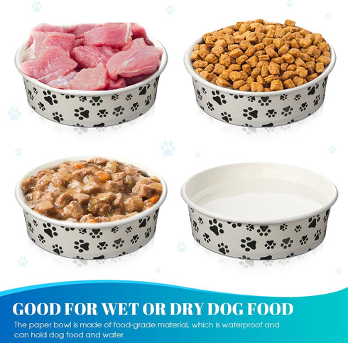 30 Pieces Disposable Dog Bowls Small Pet Feeding Bowls with Printed Pattern Dog Dishes for Small Dogs Pet Paper Food Bowls Travel Bowls for Feedin...
