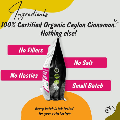 Spice Profile | USDA Organic Ceylon Cinnamon Powder | Resealable 4oz Pouch | 100% Pure & Raw | Sweet & Citrusy | Great for Cooking, Baking & Bever...