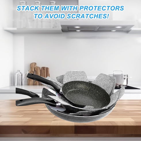 Pot and Pan Protectors, 6 Pack Pan Protectors in 3 Sizes, Pot Separator for Stacking, Anti-Slip Pan/Pot Dividers to Avoid Stratching or Marring, P...