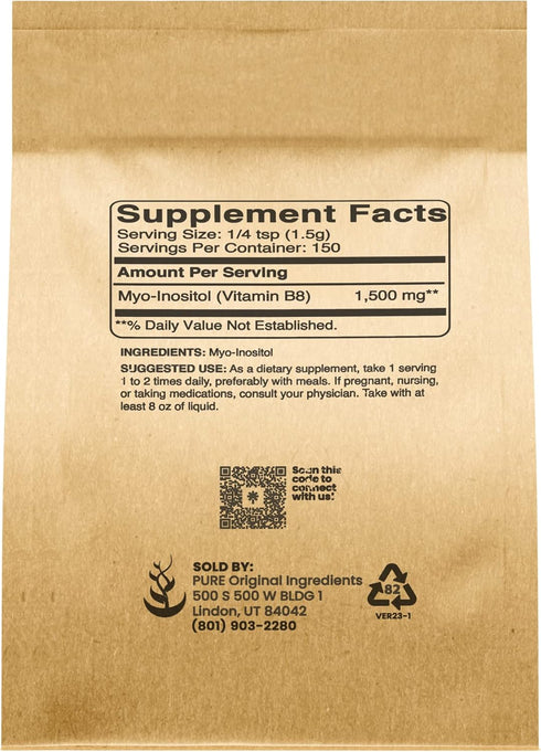 Pure Original Ingredients Inositol (Vitamin B8) Powder (8 oz) Always Pure, No Fillers or Additives, Lab Verified...