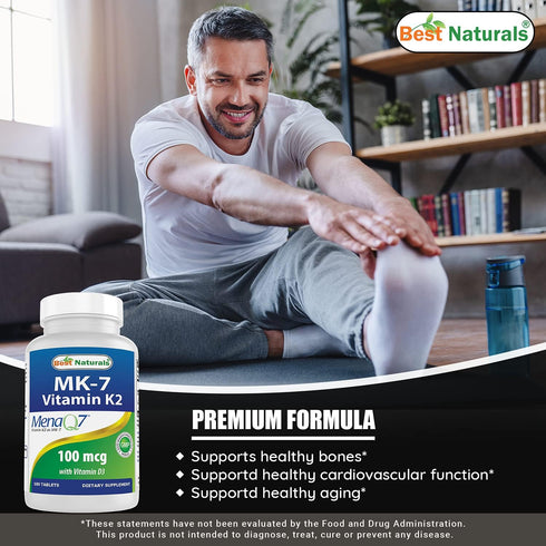 Best Naturals Vitamin K2 (MK7) with D3 Supplement Bone and Heart Health (5000 IU Vitamin D3 & 100 mcg Vitamin K2 MK7), 180 Tablets...