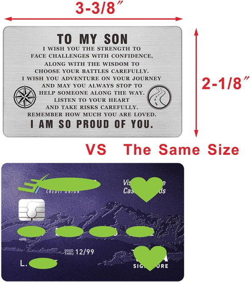 ABNTY To My Son Graduation Card - Steel Engraved Inspirational Quote Message Gifts for Son - Birthday Christmas Gifts Wallet Insert...