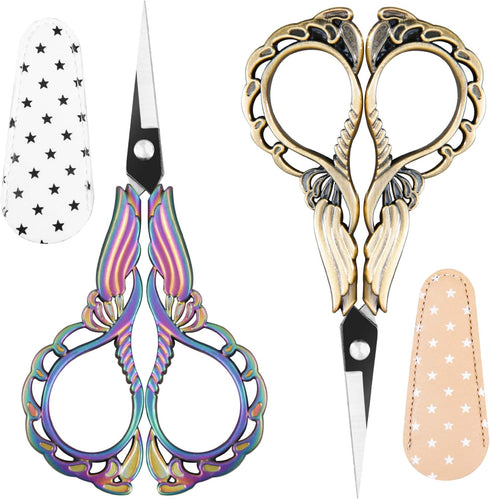2-Pack Embroidery Scissors Kit with Covers - Cute Cut-Out Design Handles, Sharp Tips for Precise Cutting - Ideal for Craft, Sewing, and More...