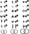 Staligue 21 Pairs Stainless Steel Earrings Set for Women Men Hypoallergenic 20G Flat Back Studs Earrings and Hoop Earrings Set Star Moon flower Sn...